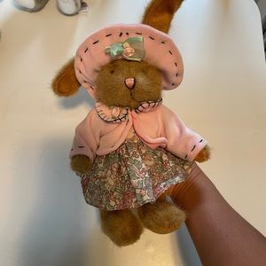 Lot of 2 Vintage Hugfun Easter Bunny Themed Plush Stuffed Animals Circa 2001